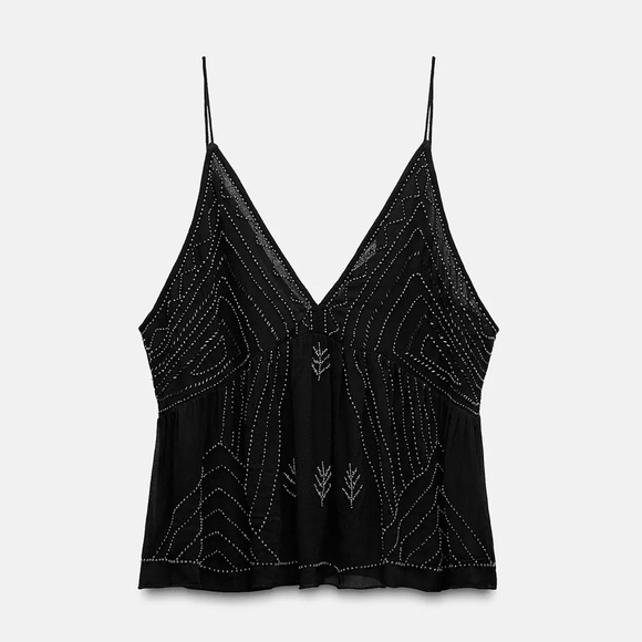Elegant Black Embellished Women's Top - Picture 1 of 5